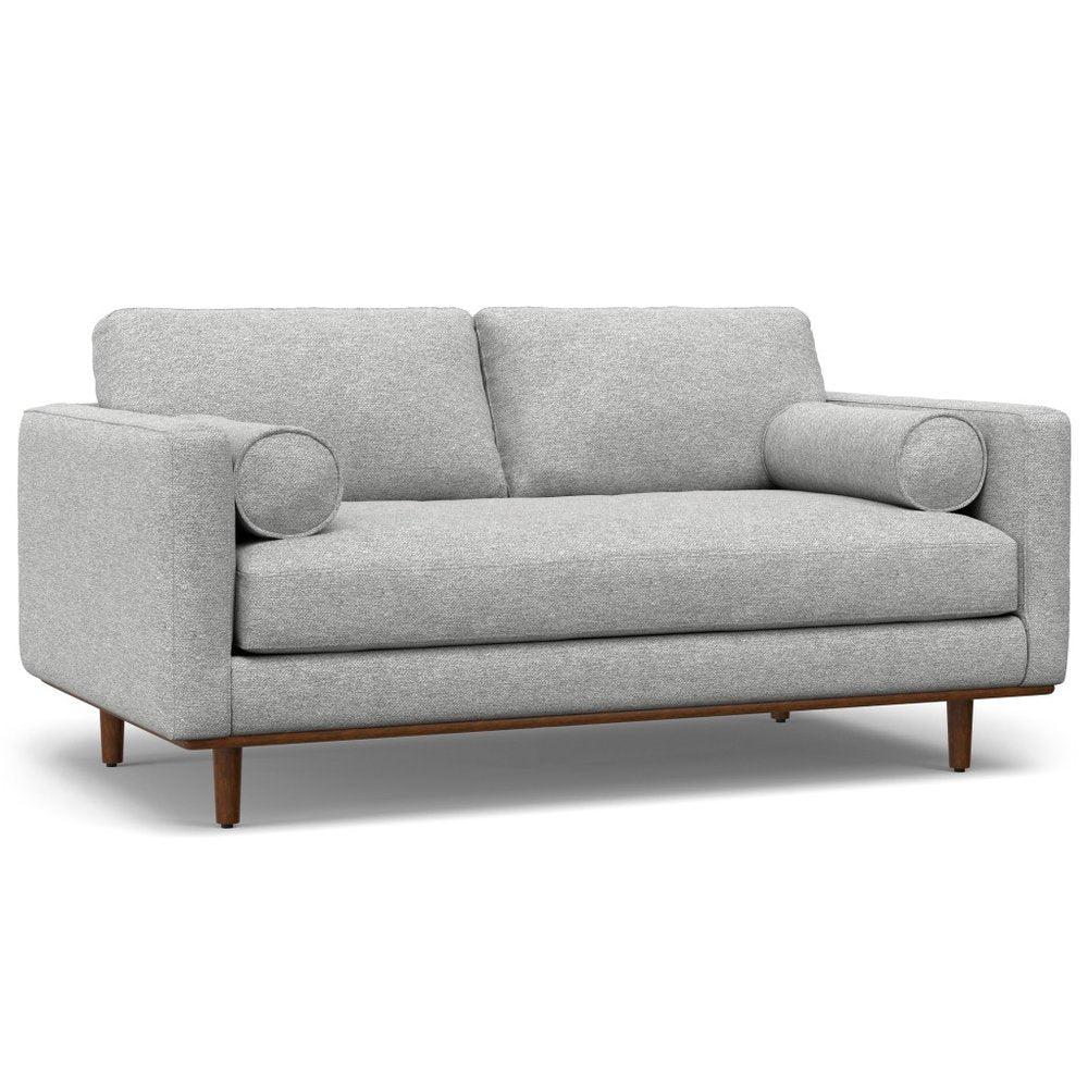 72" Gray Fabric Sofa With Ottoman With Brown Legs HomeRoots