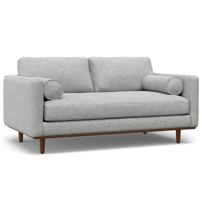 72" Gray Fabric Sofa With Ottoman With Brown Legs HomeRoots