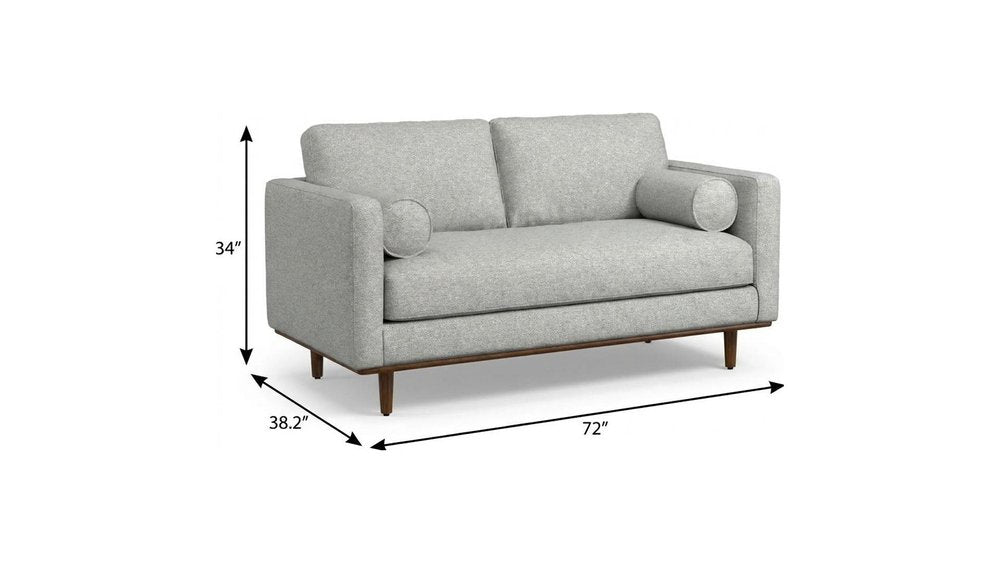 72" Gray Fabric Sofa With Ottoman With Brown Legs HomeRoots