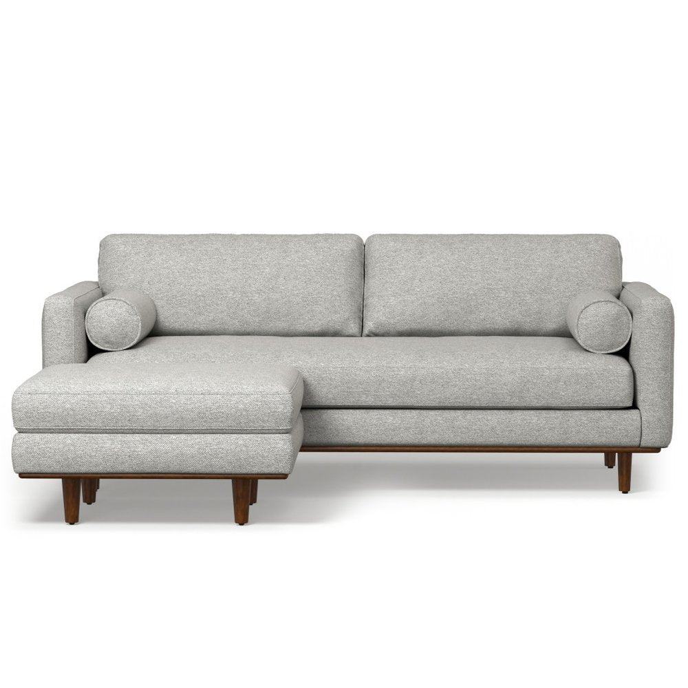 89" Gray Fabric Sofa With Ottoman With Brown Legs HomeRoots