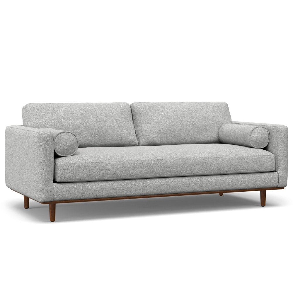 89" Gray Fabric Sofa With Ottoman With Brown Legs HomeRoots