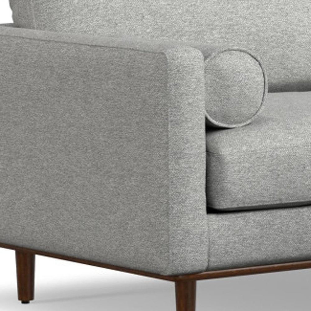 89" Gray Fabric Sofa With Ottoman With Brown Legs HomeRoots