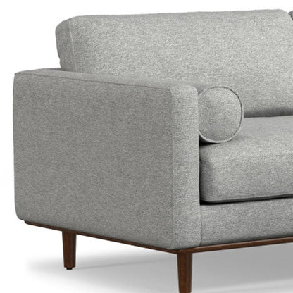 89" Gray Fabric Sofa With Ottoman With Brown Legs HomeRoots