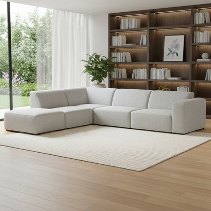 116" Gray Fabric Sofa With Ottoman With Brown Legs HomeRoots