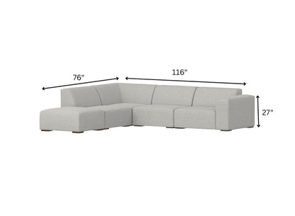 116" Gray Fabric Sofa With Ottoman With Brown Legs HomeRoots