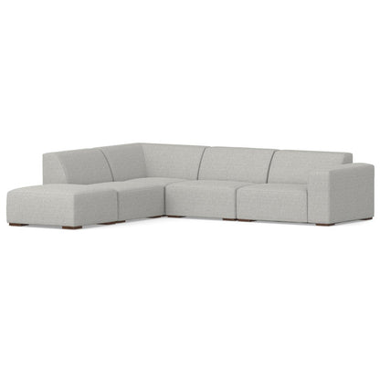 116" Gray Fabric Sofa With Ottoman With Brown Legs HomeRoots