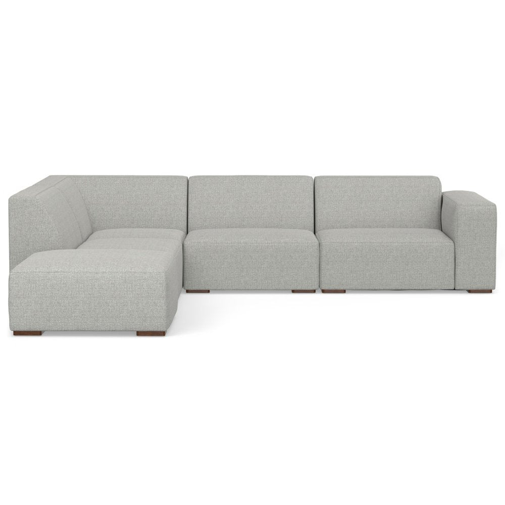 116" Gray Fabric Sofa With Ottoman With Brown Legs HomeRoots