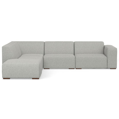116" Gray Fabric Sofa With Ottoman With Brown Legs HomeRoots