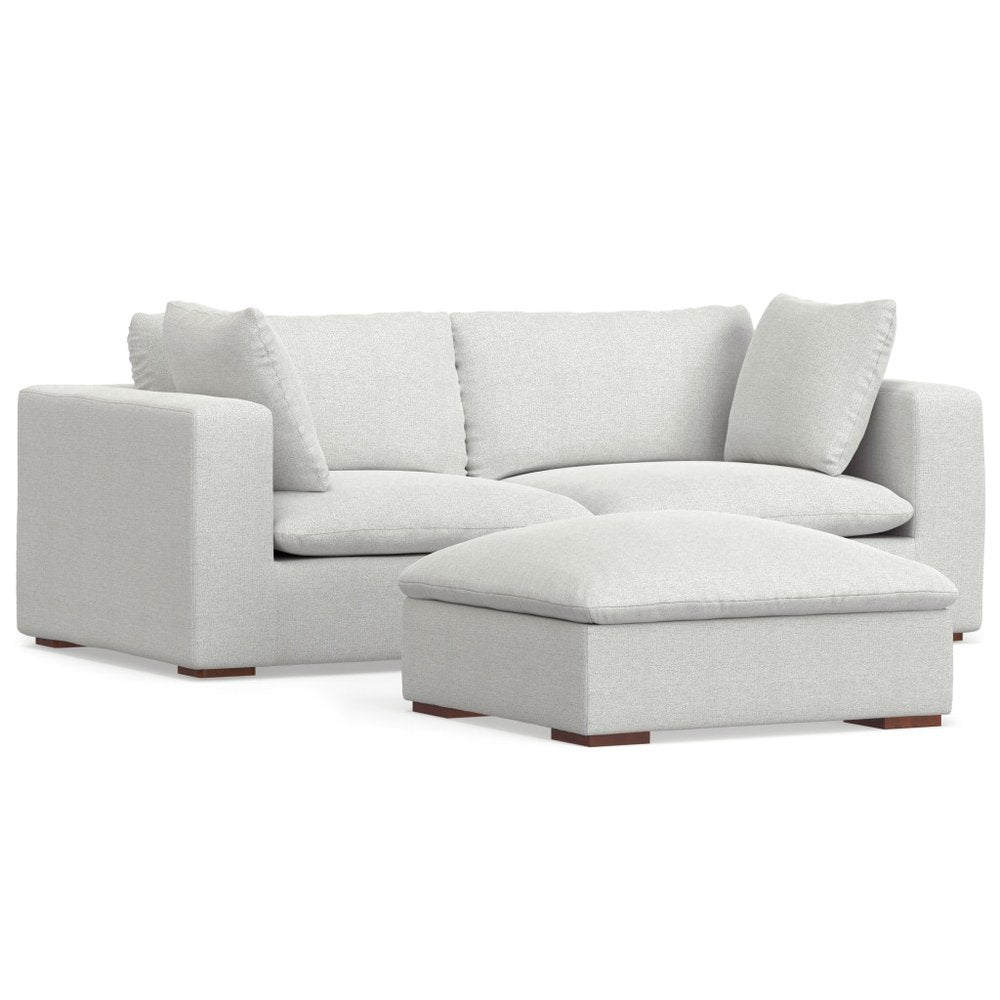 88" Gray Fabric Sofa With Ottoman With Brown Legs HomeRoots