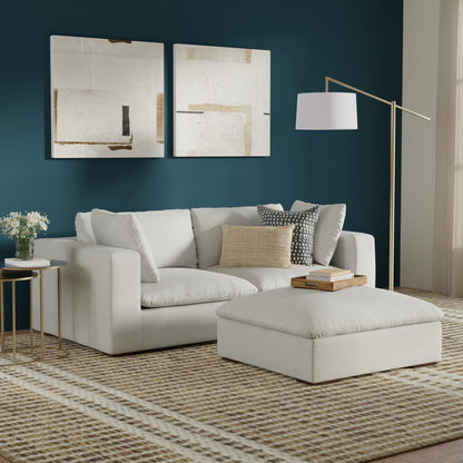 88" Gray Fabric Sofa With Ottoman With Brown Legs HomeRoots