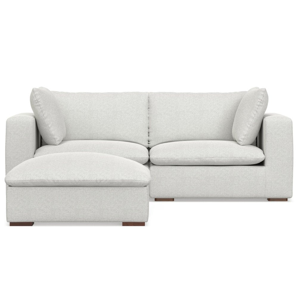 88" Gray Fabric Sofa With Ottoman With Brown Legs HomeRoots