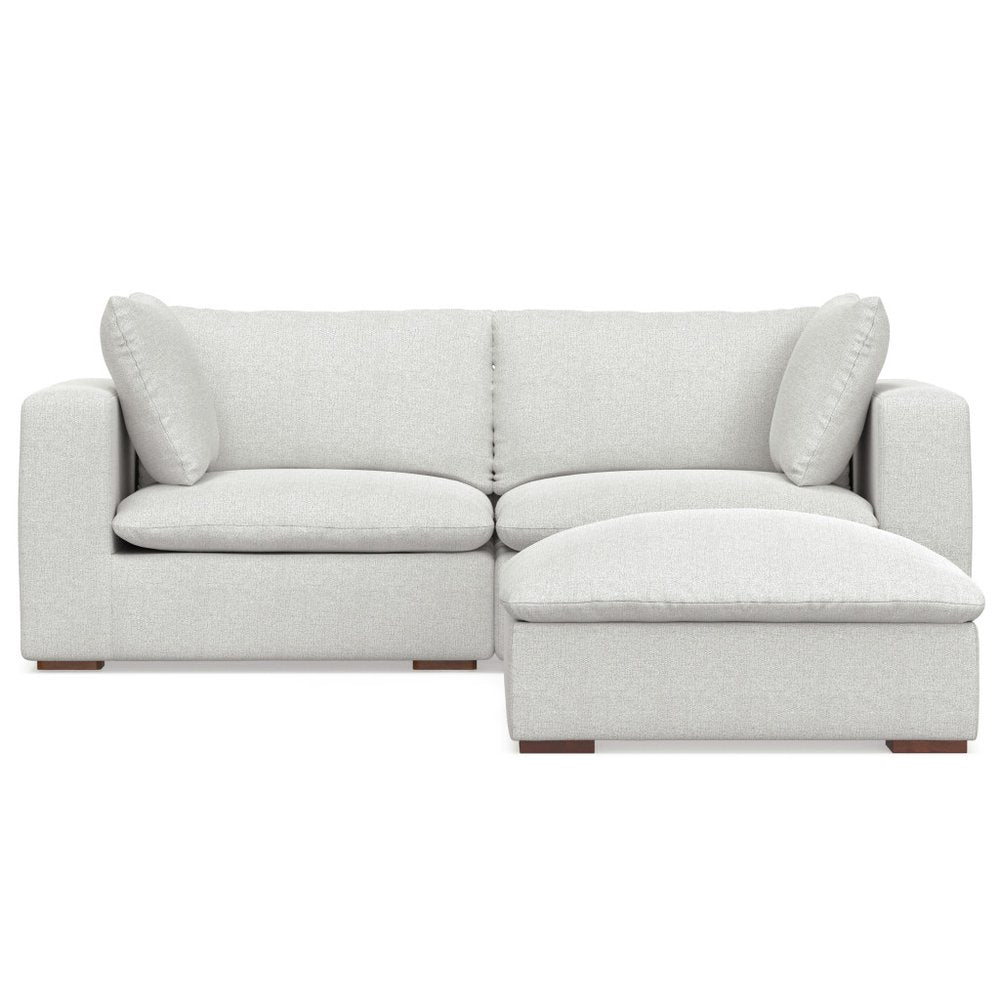 88" Gray Fabric Sofa With Ottoman With Brown Legs HomeRoots