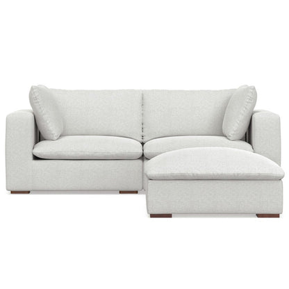 88" Gray Fabric Sofa With Ottoman With Brown Legs HomeRoots