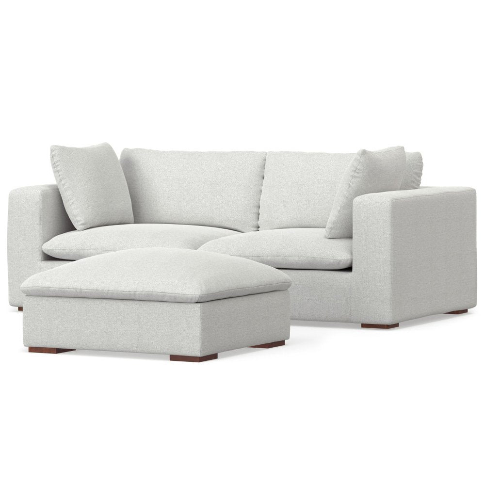 88" Gray Fabric Sofa With Ottoman With Brown Legs HomeRoots