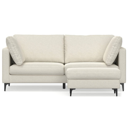 76" Cream Fabric Sofa With Ottoman With Black Legs HomeRoots