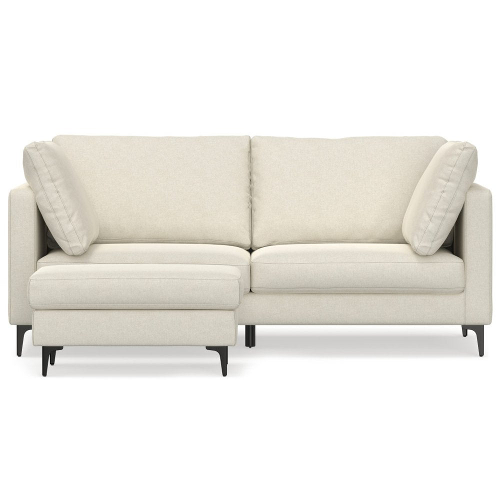 76" Cream Fabric Sofa With Ottoman With Black Legs HomeRoots