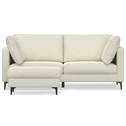76" Cream Fabric Sofa With Ottoman With Black Legs HomeRoots