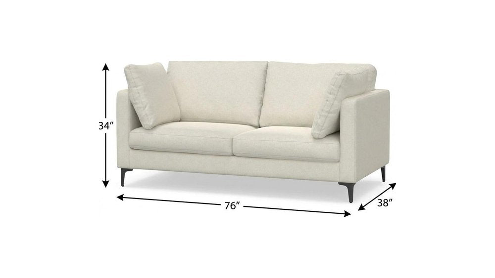 76" Cream Fabric Sofa With Ottoman With Black Legs HomeRoots