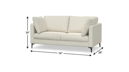 76" Cream Fabric Sofa With Ottoman With Black Legs HomeRoots