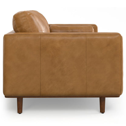 89" Sienna Leather Sofa With Ottoman With Brown Legs HomeRoots