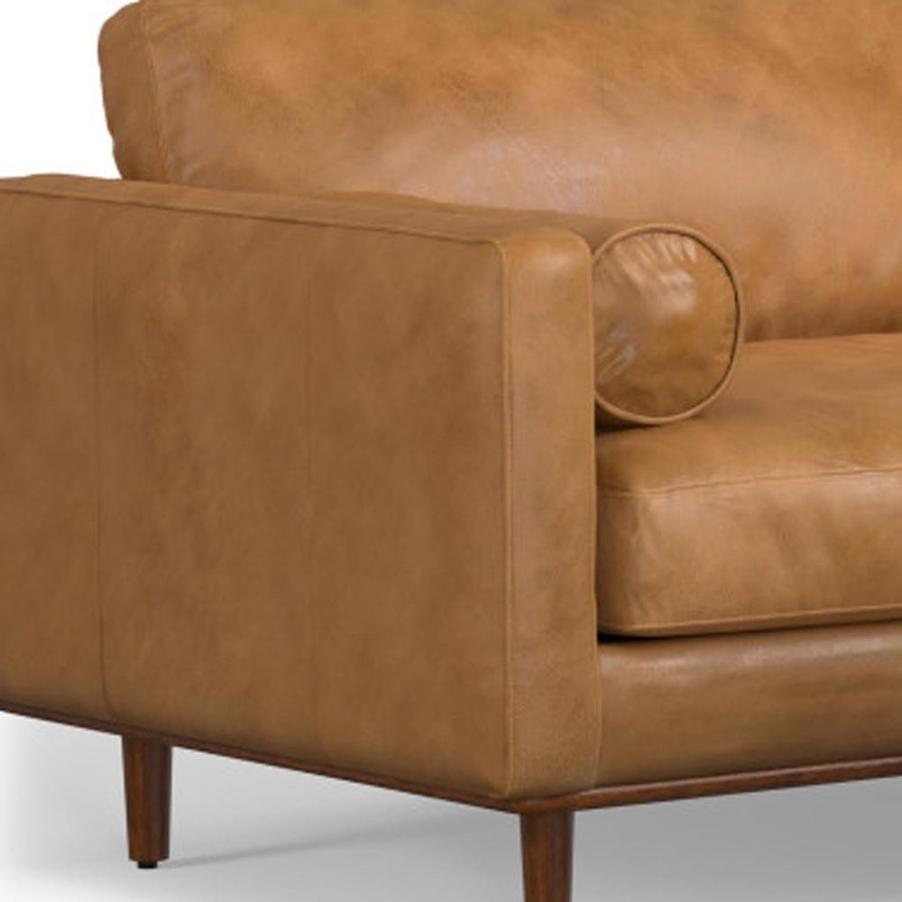 89" Sienna Leather Sofa With Ottoman With Brown Legs HomeRoots