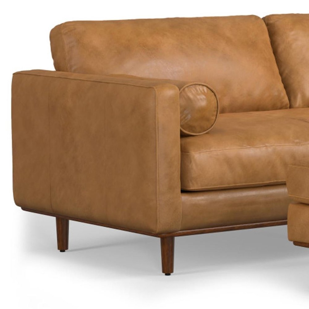 89" Sienna Leather Sofa With Ottoman With Brown Legs HomeRoots