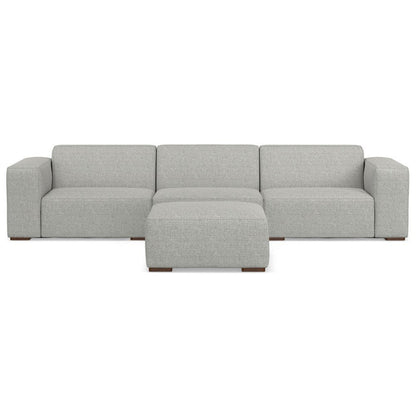 122" Gray Fabric Sofa With Ottoman With Brown Legs HomeRoots