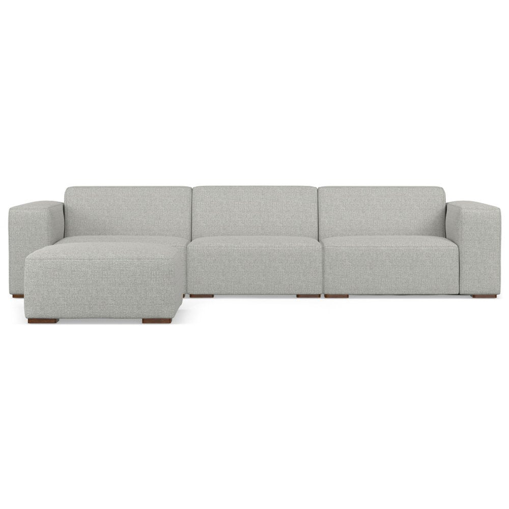 122" Gray Fabric Sofa With Ottoman With Brown Legs HomeRoots