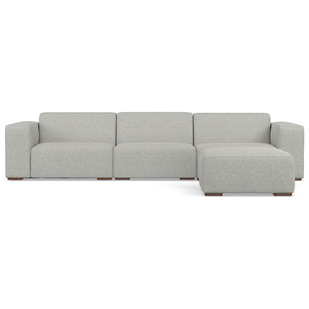 122" Gray Fabric Sofa With Ottoman With Brown Legs HomeRoots