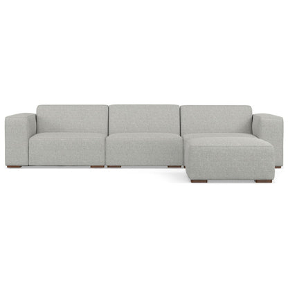 122" Gray Fabric Sofa With Ottoman With Brown Legs HomeRoots