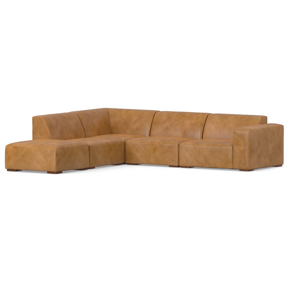 116" Sienna Leather Sofa With Ottoman With Brown Legs HomeRoots