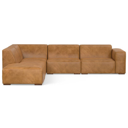 116" Sienna Leather Sofa With Ottoman With Brown Legs HomeRoots