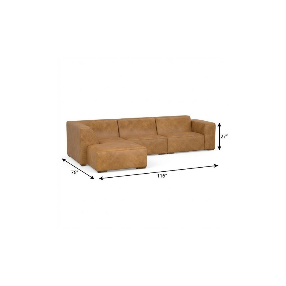 116" Sienna Leather Sofa With Ottoman With Brown Legs HomeRoots