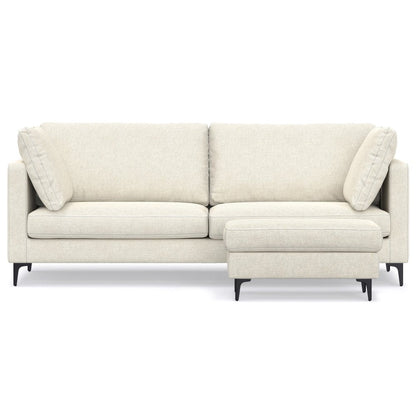 90" Cream Fabric Sofa With Ottoman With Black Legs HomeRoots