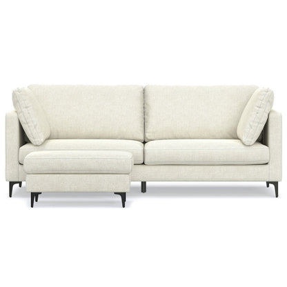 90" Cream Fabric Sofa With Ottoman With Black Legs HomeRoots