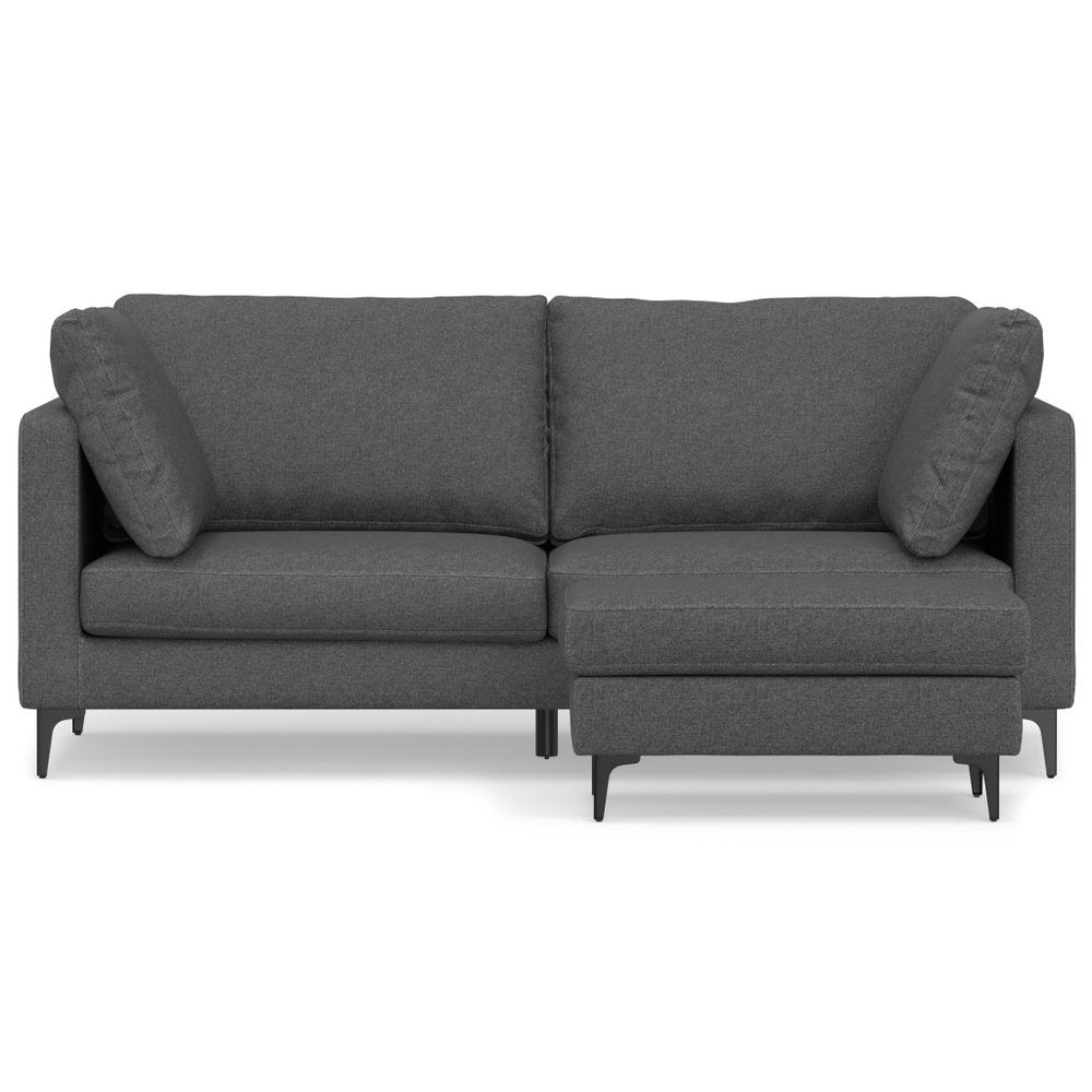 76" Gray Fabric Sofa With Ottoman With Black Legs HomeRoots