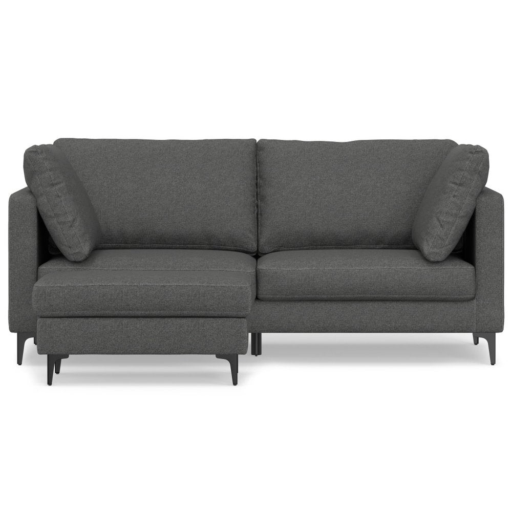 76" Gray Fabric Sofa With Ottoman With Black Legs HomeRoots