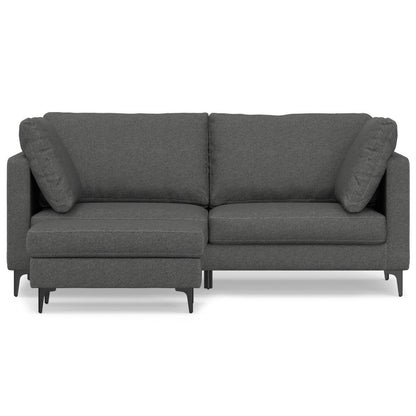 76" Gray Fabric Sofa With Ottoman With Black Legs HomeRoots