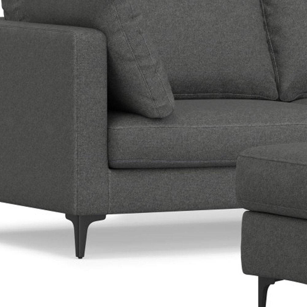 76" Gray Fabric Sofa With Ottoman With Black Legs HomeRoots
