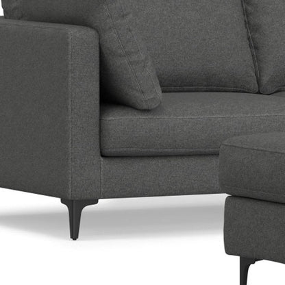 76" Gray Fabric Sofa With Ottoman With Black Legs HomeRoots