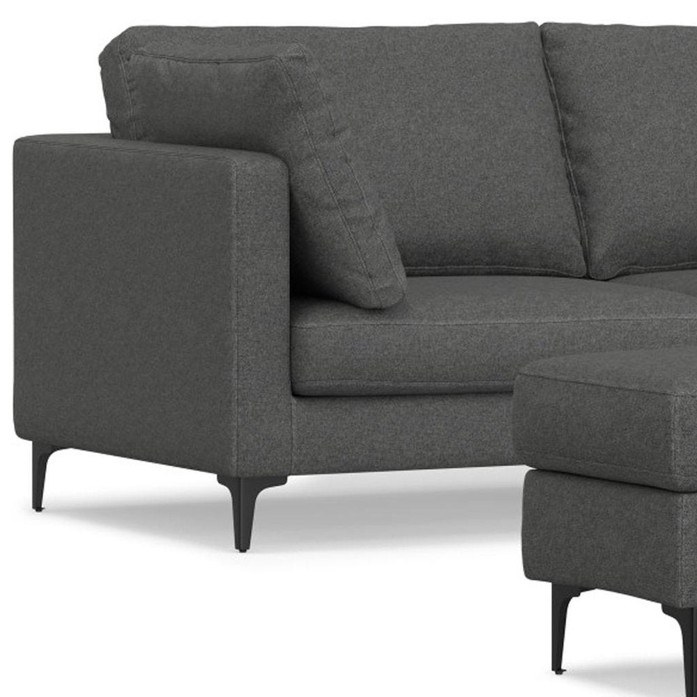 76" Gray Fabric Sofa With Ottoman With Black Legs HomeRoots