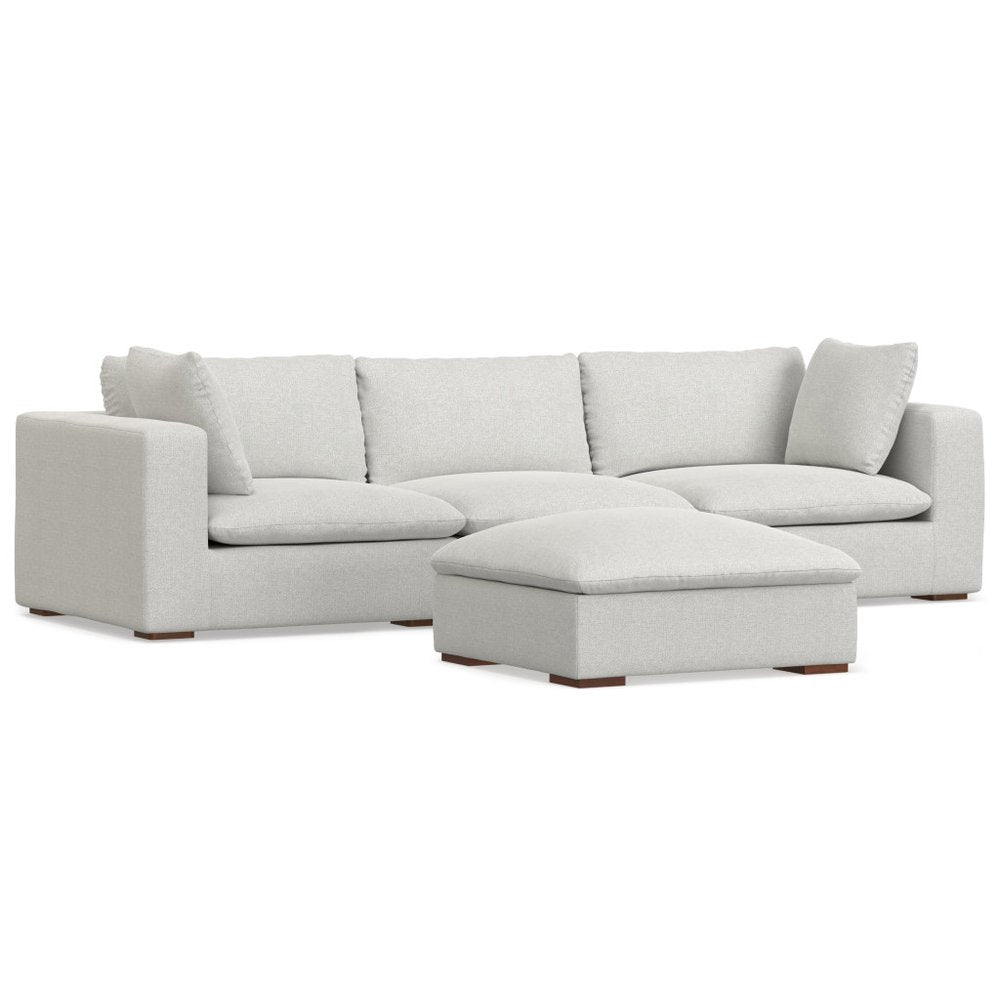 125" Gray Fabric Sofa With Ottoman With Brown Legs HomeRoots