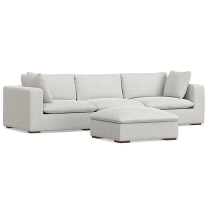 125" Gray Fabric Sofa With Ottoman With Brown Legs HomeRoots