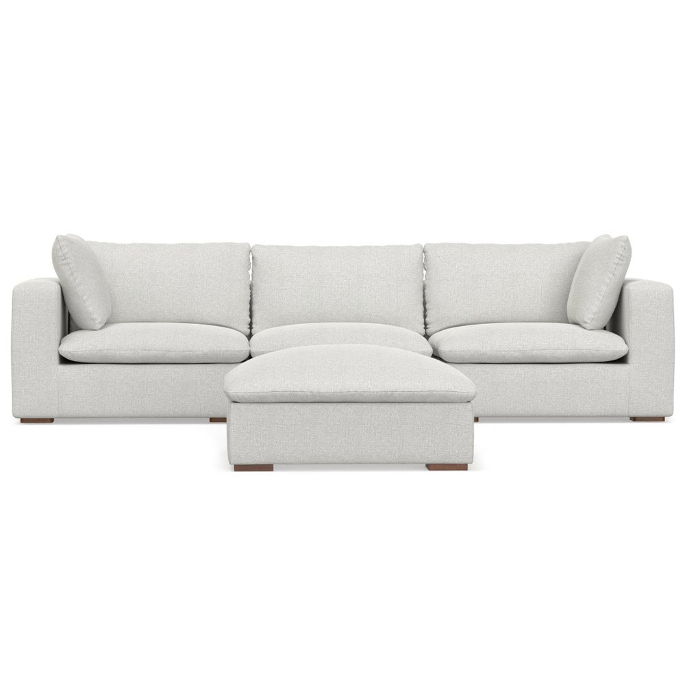 125" Gray Fabric Sofa With Ottoman With Brown Legs HomeRoots