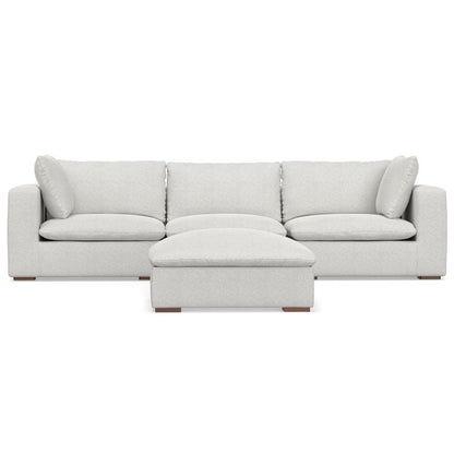 125" Gray Fabric Sofa With Ottoman With Brown Legs HomeRoots