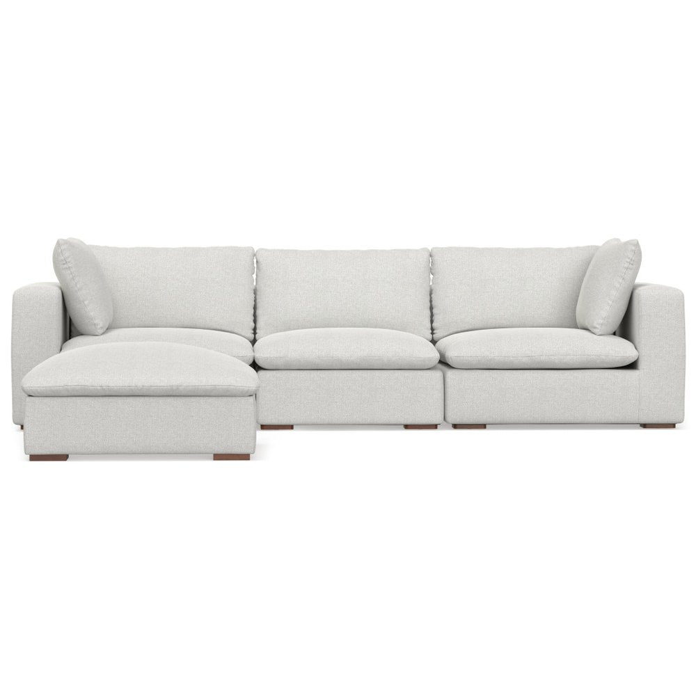 125" Gray Fabric Sofa With Ottoman With Brown Legs HomeRoots