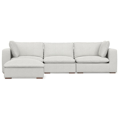 125" Gray Fabric Sofa With Ottoman With Brown Legs HomeRoots
