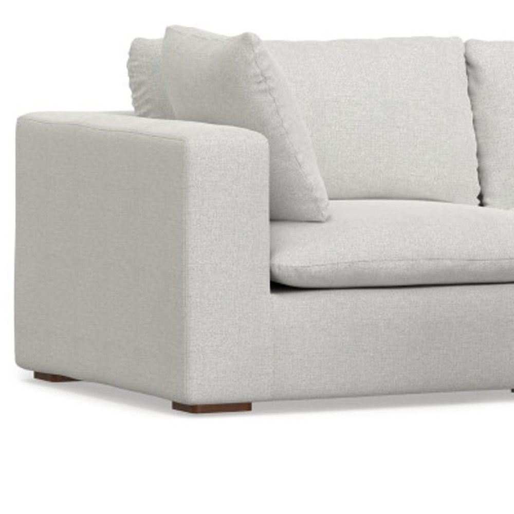125" Gray Fabric Sofa With Ottoman With Brown Legs HomeRoots