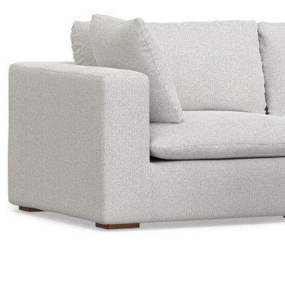 125" Gray Fabric Sofa With Ottoman With Brown Legs HomeRoots