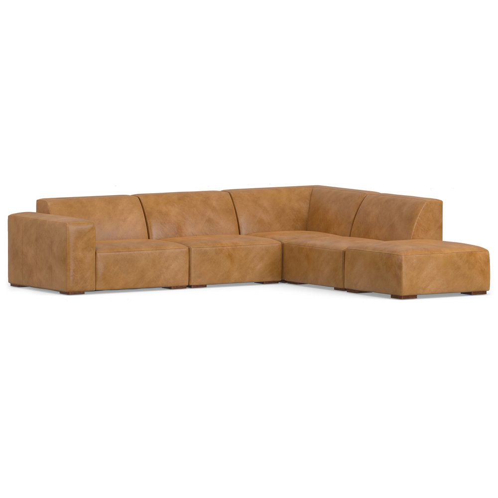 116" Sienna Leather Sofa With Ottoman With Brown Legs HomeRoots